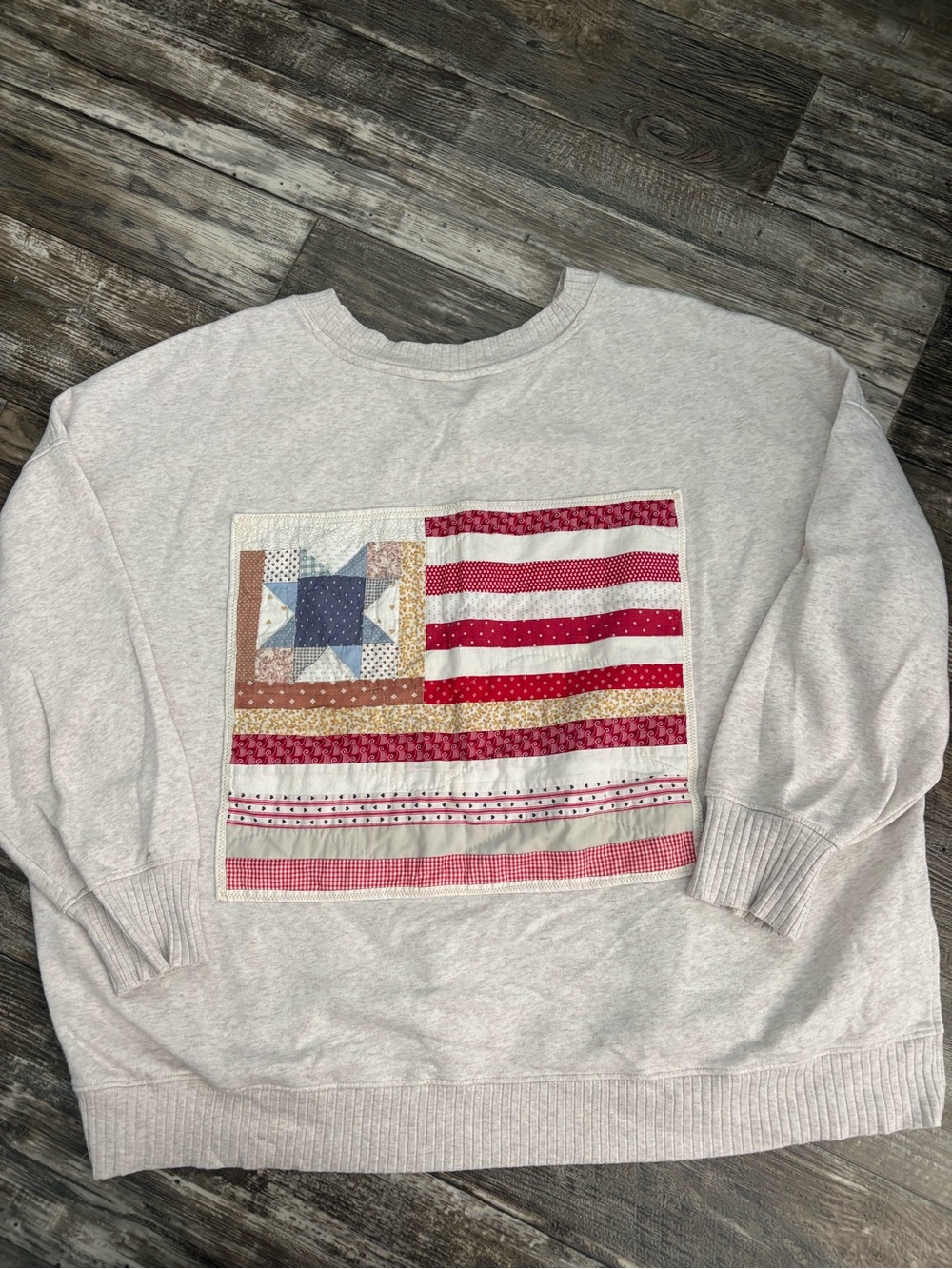 Handmade Quilted Flag Sweater on the Brand So size 2x